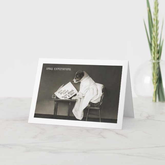 Xmas expectations Vintage Christmas Holiday Card (Front)