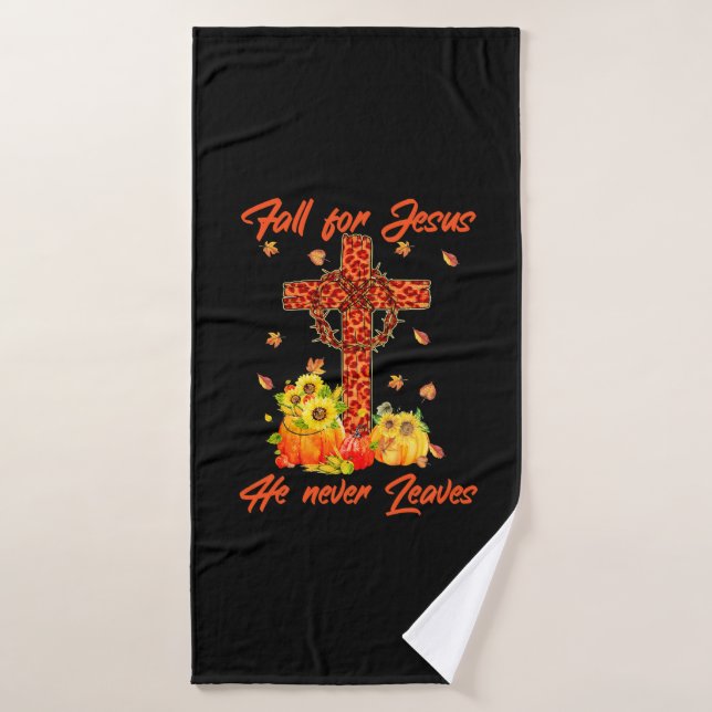 Xmas Fall For Jesus Maple Leaf Christian Autumn Bath Towel (Bath Towel)