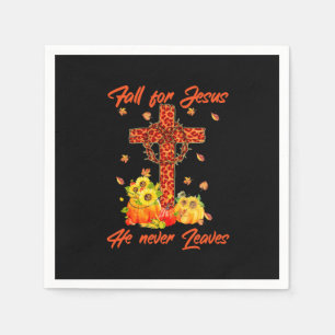 Xmas Fall For Jesus Maple Leaf Christian Autumn Napkin