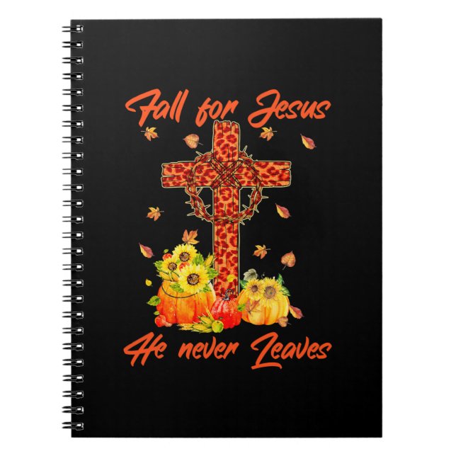 Xmas Fall For Jesus Maple Leaf Christian Autumn Notebook (Front)