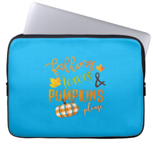 Xmas Falling Leaves & Pumpkins Please Thanksgiving Laptop Sleeve