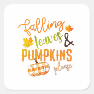 Xmas Falling Leaves & Pumpkins Please Thanksgiving Square Sticker