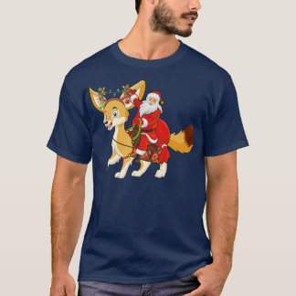 Xmas Family Matching Funny Santa Riding Fennec Fo T-Shirt