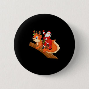 Xmas Family Matching Funny Santa Riding Squirrel C 2 Inch Round Button