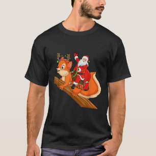 Xmas Family Matching Funny Santa Riding Squirrel C T-Shirt