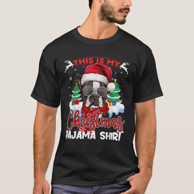 Xmas Family Matching Reindeer Boston Terrier Dog C T-Shirt (Front)