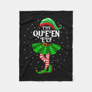 Xmas Family Matching Women Girls Mom The Queen Elf Fleece Blanket