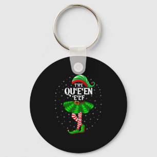 Xmas Family Matching Women Girls Mom The Queen Elf Keychain