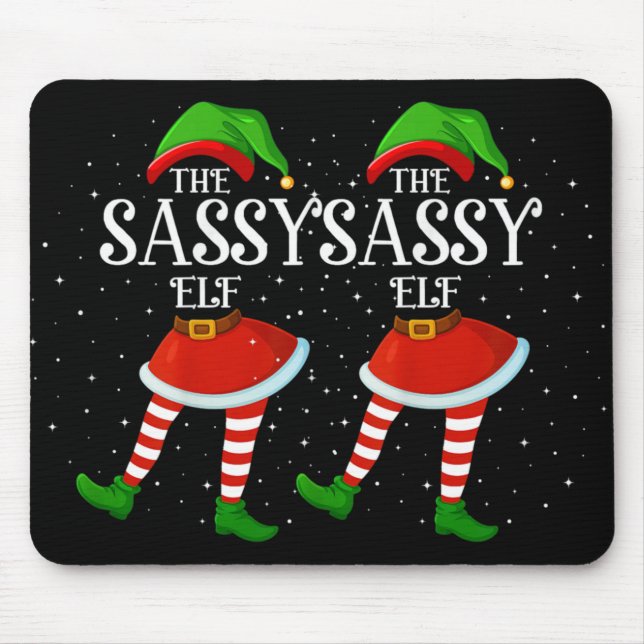Xmas Family Matching Women Girls The Sy Elf Christ Mouse Pad (Front)