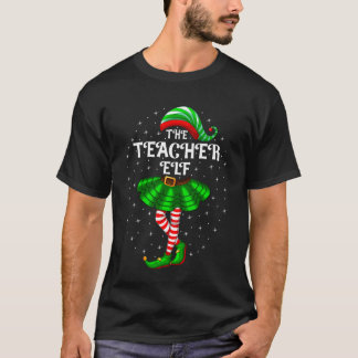 Xmas Family Matching Women Girls The Teacher Elf C T-Shirt