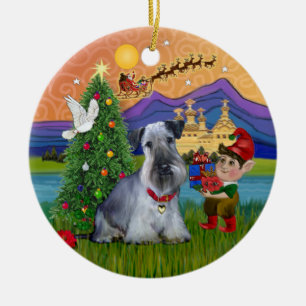 Xmas Fantasy - Cesky Terrier Ceramic Ornament