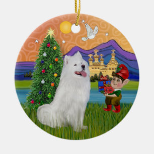 Xmas Fantasy - Samoyed Ceramic Ornament