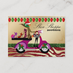 Xmas Fashion Shoes Jewellery Zebra Green Red Business Card