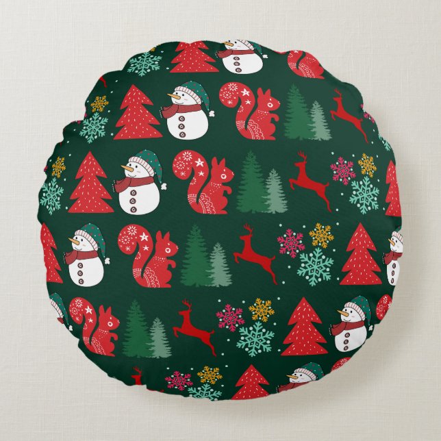 Xmas Festive Vibes Round Pillow (Front)