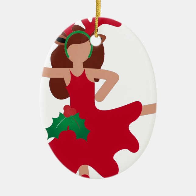 xmas flamenco dancer emoji ceramic ornament (Front)