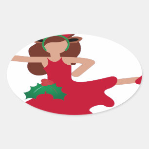 xmas flamenco dancer emoji oval sticker