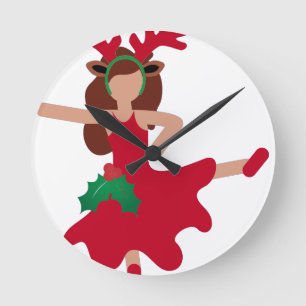 xmas flamenco dancer emoji round clock