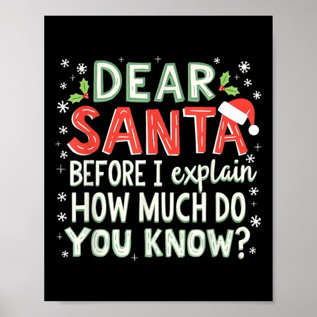 Xmas Funny Dear Santa Before I Explain How Much Do Poster (Front)