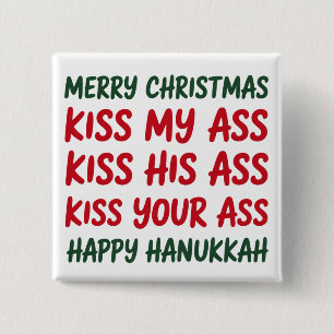 Xmas Funny Merry Christmas Sarcastic Rude 2 Inch Square Button