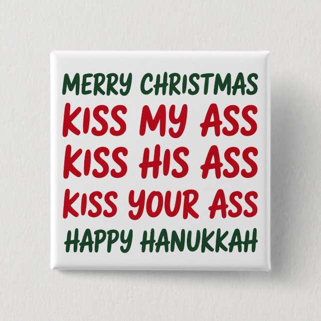 Xmas Funny Merry Christmas Sarcastic Rude 2 Inch Square Button (Front)