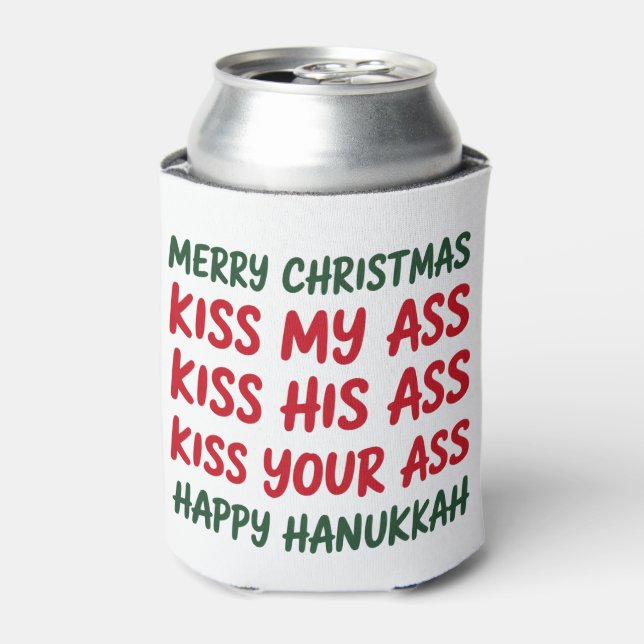 Xmas Funny Merry Christmas Sarcastic Rude Can Cooler (Can Front)