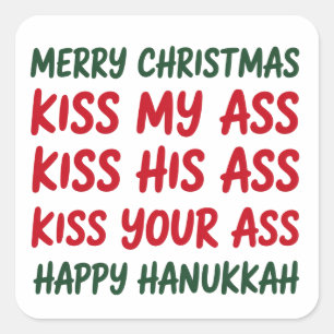 Xmas Funny Merry Christmas Sarcastic Rude Square Sticker