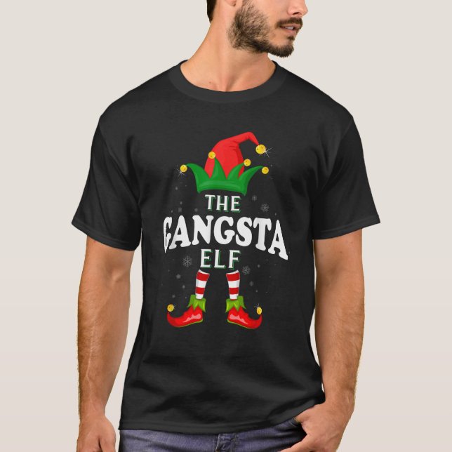 Xmas Gangsta Elf Family Matching Christmas Pajama  T-Shirt (Front)