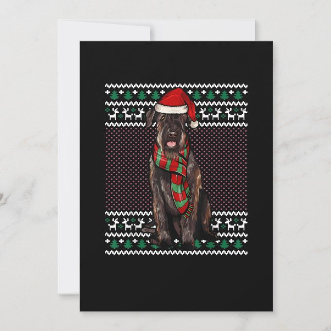 Xmas Giant Schnauzer Dog Santa Hat Ugly Christmas Announcement (Front)