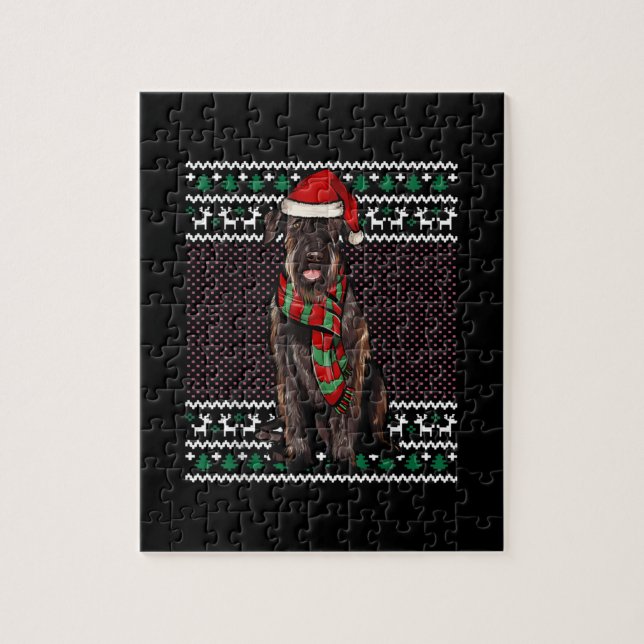 Xmas Giant Schnauzer Dog Santa Hat Ugly Christmas Jigsaw Puzzle (Vertical)
