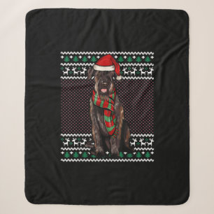 Xmas Giant Schnauzer Dog Santa Hat Ugly Christmas Sherpa Blanket