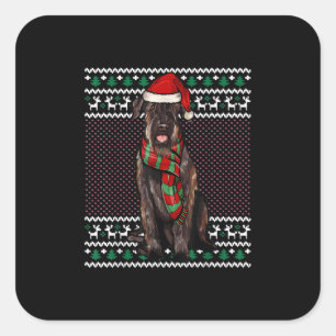 Xmas Giant Schnauzer Dog Santa Hat Ugly Christmas Square Sticker