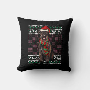 Xmas Giant Schnauzer Dog Santa Hat Ugly Christmas Throw Pillow