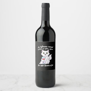 Xmas Gift   A Woman Survives On Wine And Cat Wine Label