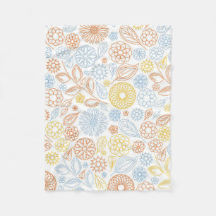 Xmas Gift Abstract Flowers On White Fleece Blanket