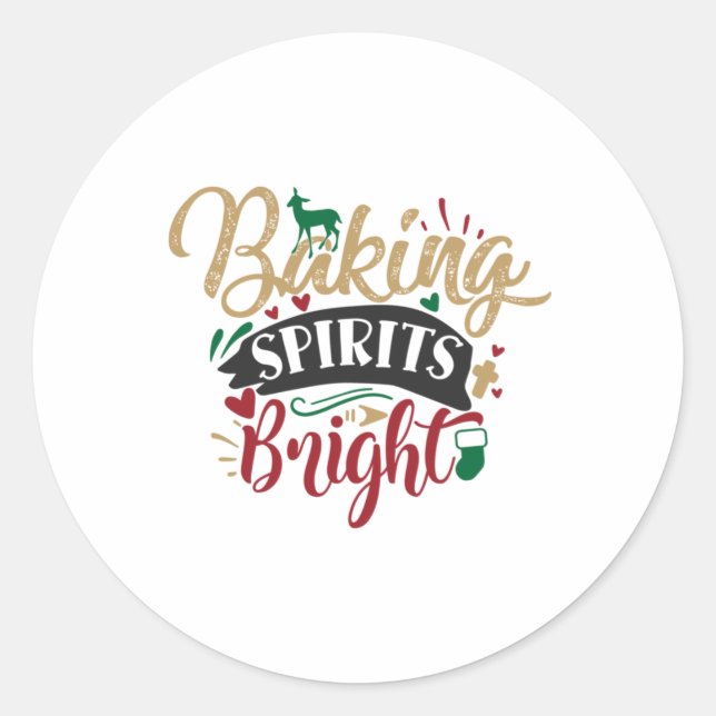 Xmas Gift | Baking Spirits Bright Classic Round Sticker (Front)