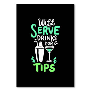 Xmas Gift   Bartender Will Serve Drinks For Tips Table Number