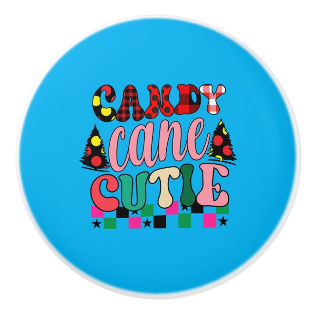Xmas Gift Candy Cane Cutie Ceramic Knob (Front)