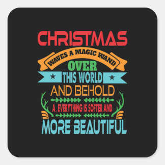 Xmas Gift Christmas Waves A Magic Wand Square Sticker