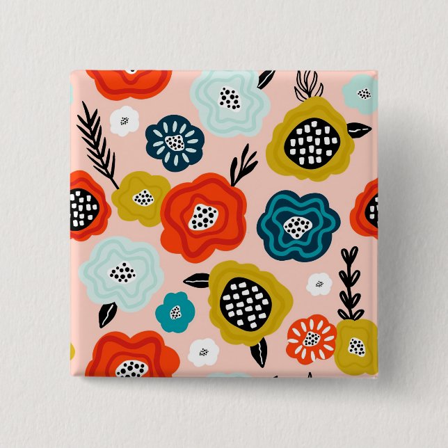 Xmas Gift Creative Decorative Fflowers 2 Inch Square Button (Front)