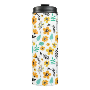 Xmas Gift Cute Hand Drawn Floral Colourful Thermal Tumbler