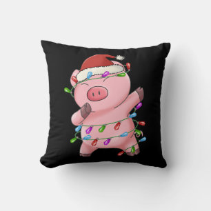 Xmas Gift Dabbing Pig Christmas Throw Pillow