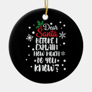 Xmas Gift Dear Santa Before I Explain Ceramic Ornament
