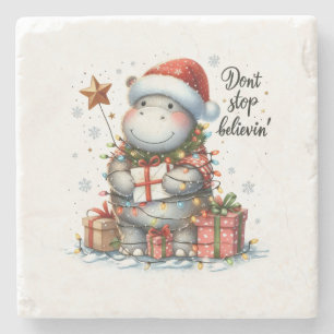 Xmas Gift Don't Stop Believin' Stone Coaster