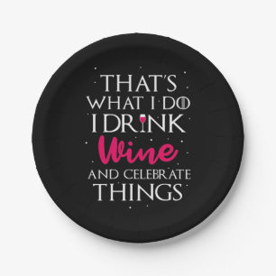 Xmas Gift Drink Wine And Celebrate Things Paper Plate