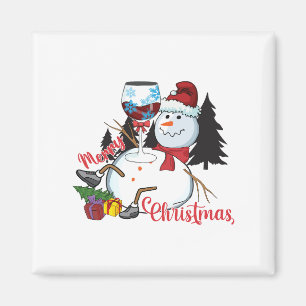 Xmas Gift Drink Wine And Merry Christmas Magnet