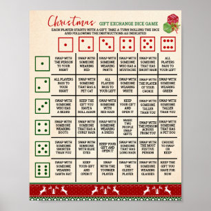 Xmas Gift Exchange Roll Dice Game Ugly Sweater Poster