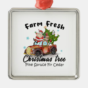 Xmas Gift Farm Fresh Christmas Tree Metal Ornament