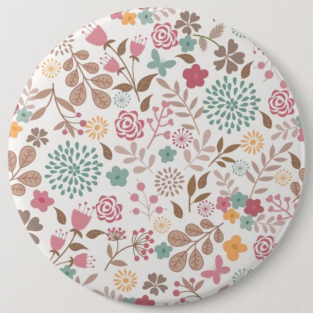 Xmas Gift Floral 4 Seasons 6 Inch Round Button (Front)