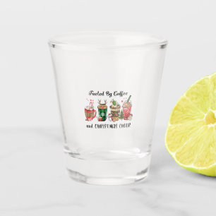 Xmas Gift Fueled By Coffee And Christmas Cheer Shot Glass