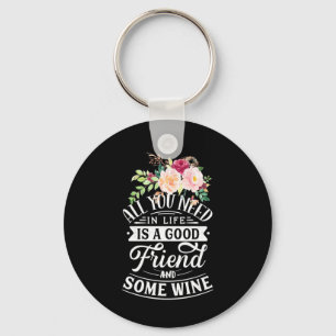 Xmas Gift Good Friend And Some Wine Keychain